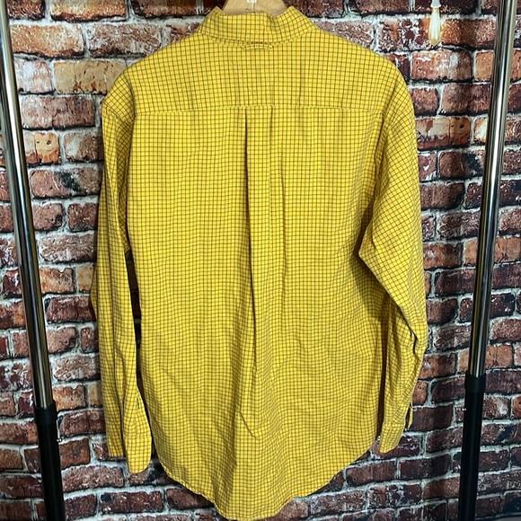 Tommy Hilfiger regular fit button down shirt medium windowpane yellow red pocket - Picture 5 of 7